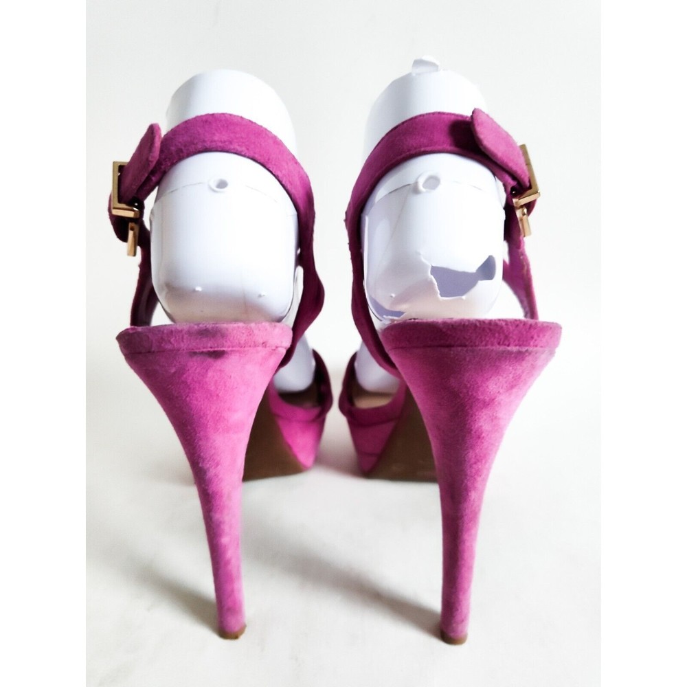 Jessica Simpson Pink Suede Leather Open Toe Platform Ankle Strappy High Heel 9.5 - Picture 8 of 10